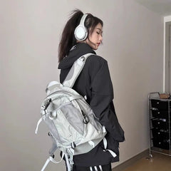 INGVN  Streetwear Vintage Fashion Backpacks Casual Trendy Y2k Aesthetic Students Schoolbags Japanese Women Grunge All Match Rucksacks