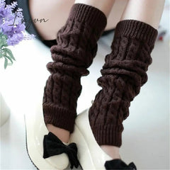 Ingvn - Lolita Leg Warmers Women Warm Winter Knit Foot Cover Crochet Knee Socks Warm Boot Cuffs Beenwarmers Japanese Long Socks