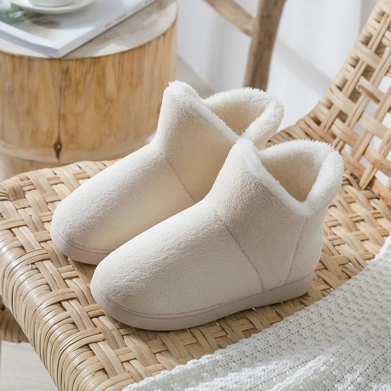Ingvn  Women Winter Slippers Warm Plush Slip-on Couples Home Floor Shoes Anti-slip Comfortable Flats Female Soft Faux Fur Boots