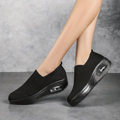 Ultra-Comfy Striped Air Cushion Slip-on Platform Sneakers - Lightweight, Breathable, Normal Support, Spring & Autumn Essential - Womens Normal Pronation Walking Shoes