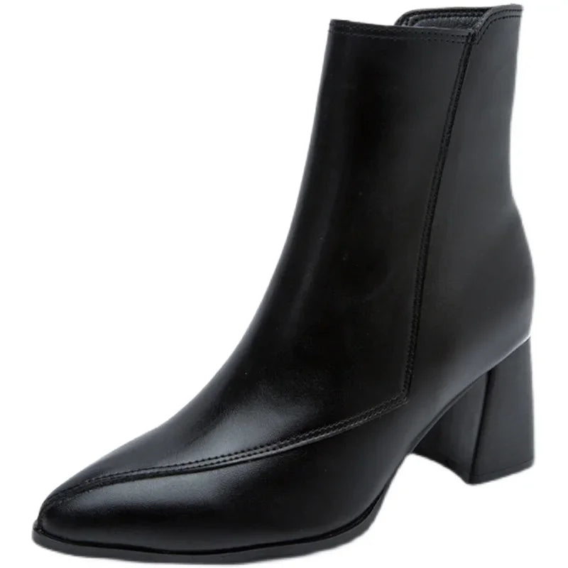 Ingvn  Short Plush Women Ankle Boots Fashion Side Zippers Shoes Autumn Winter Thick High Heel Women's Warm Short Booties