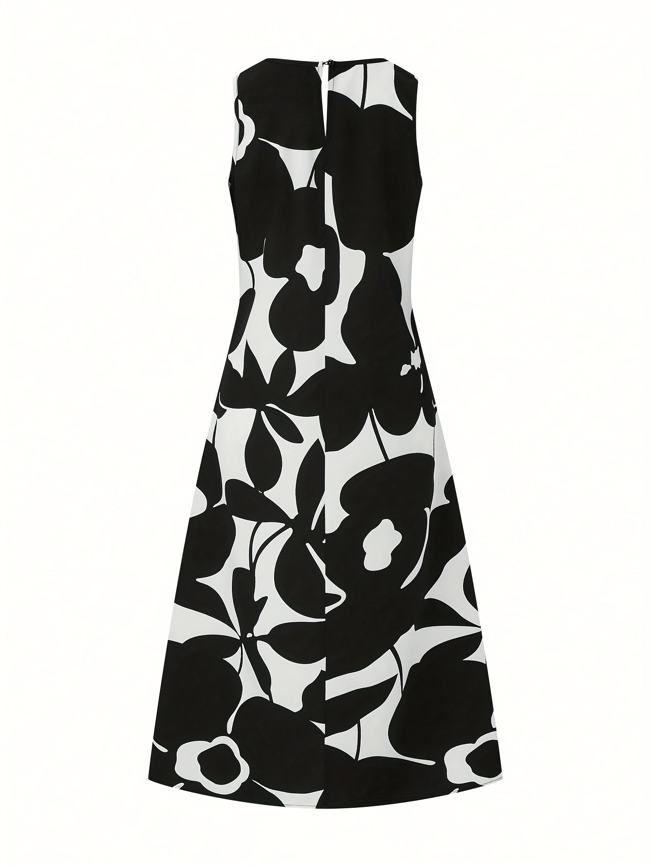 Stylish Floral Print Crew Neck A-line Tank Dress - Women's Casual Sleeveless Dresses for Spring & Summer - Comfortable, Relaxed Fit, Easy Care