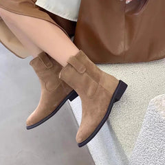 Ingvn  Autumn Winter Women Western Cowgirl Boots Fashion Elegant Slip On Shoes Low Heel Laides Knight Short Booties