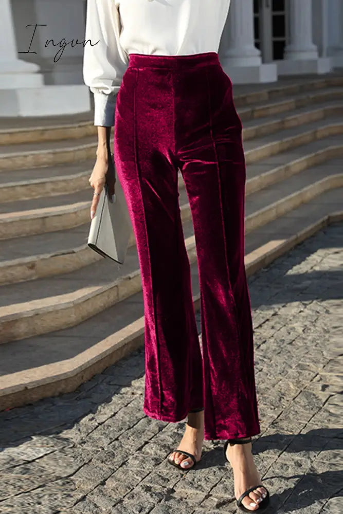 Ingvn - Elegant Solid Patchwork High Waist Speaker Solid Color Bottoms(5 Colors)