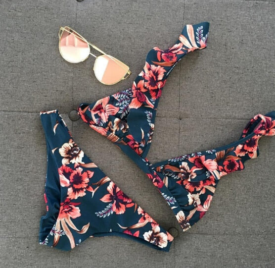 Women Push-up Padded Bikini  Hot Retro Swimsuit Print Swimwear Girls Summer Beachwear Female Bathing Suit Swimming Biquini