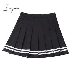 Ingvn - Y2k Summer Korean Fashion Short Women Skirt Casual Slim Elastic High-Waisted Striped Harajuku Pleated Plaid A-Line Mini Skirts