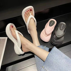 Ingvn  Thick Sole Wedges Flip Flops For Women 2023 Summer Clip  Platform Sandals Woman Non-slip Beach Slippers Girls Outdoor Slides