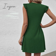 Ingvn - 2023 Summer New European and American Women's V-neck Sexy Loose Relaxed Sleeveless Tank Top Dress