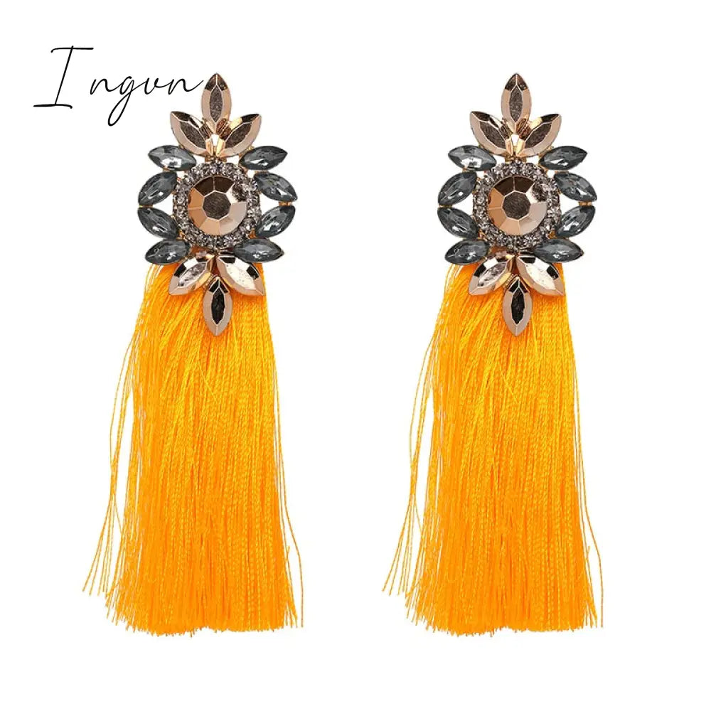 Ingvn - Bohemia Multicolored Tassel Earrings For Women Fashion Party Jewelry Fringe Dangle Earrings Statement Brincos 2023 Trend