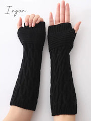 Ingvn - Solid Color Keep Warm Jacquard Knitted Sleevelet