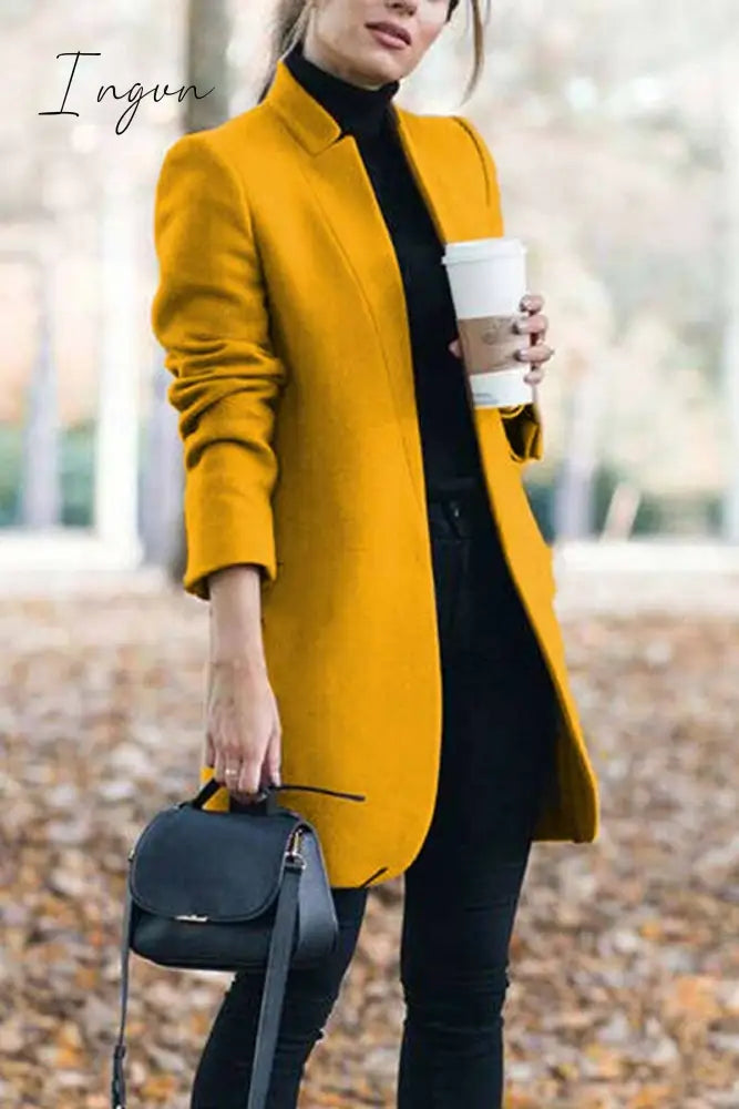 Ingvn -  Stand-up Collar Elegant Coat (6 Colors)