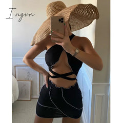 Ingvn - 2023 Summer New Three Piece Bikini Set European And American Sexy Strap Swimwear
