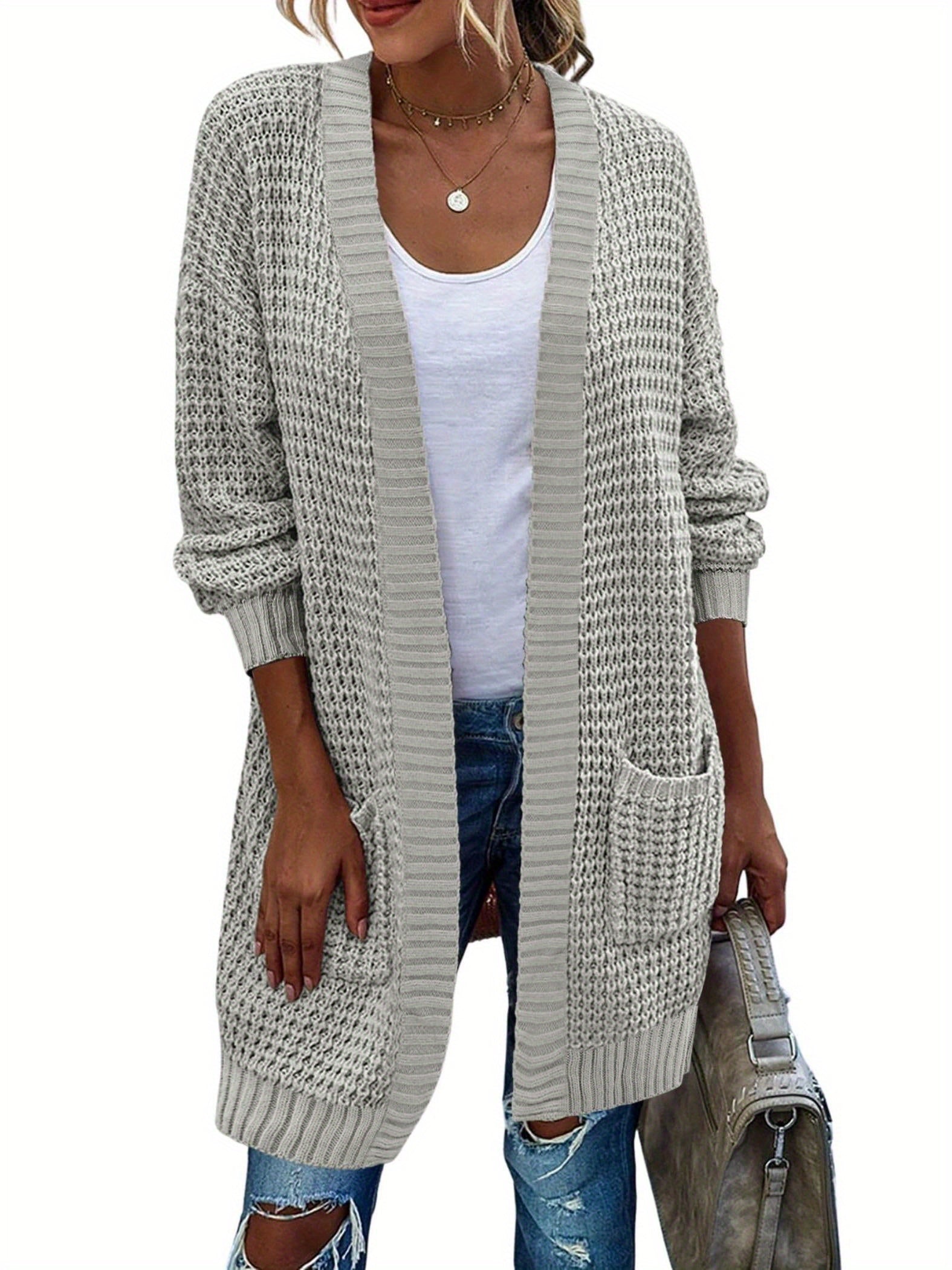 New Season Women's Oversized Lantern Sleeve Open Front Chunky Knit Fall Sweater Cardigan with Cozy Outwear Design