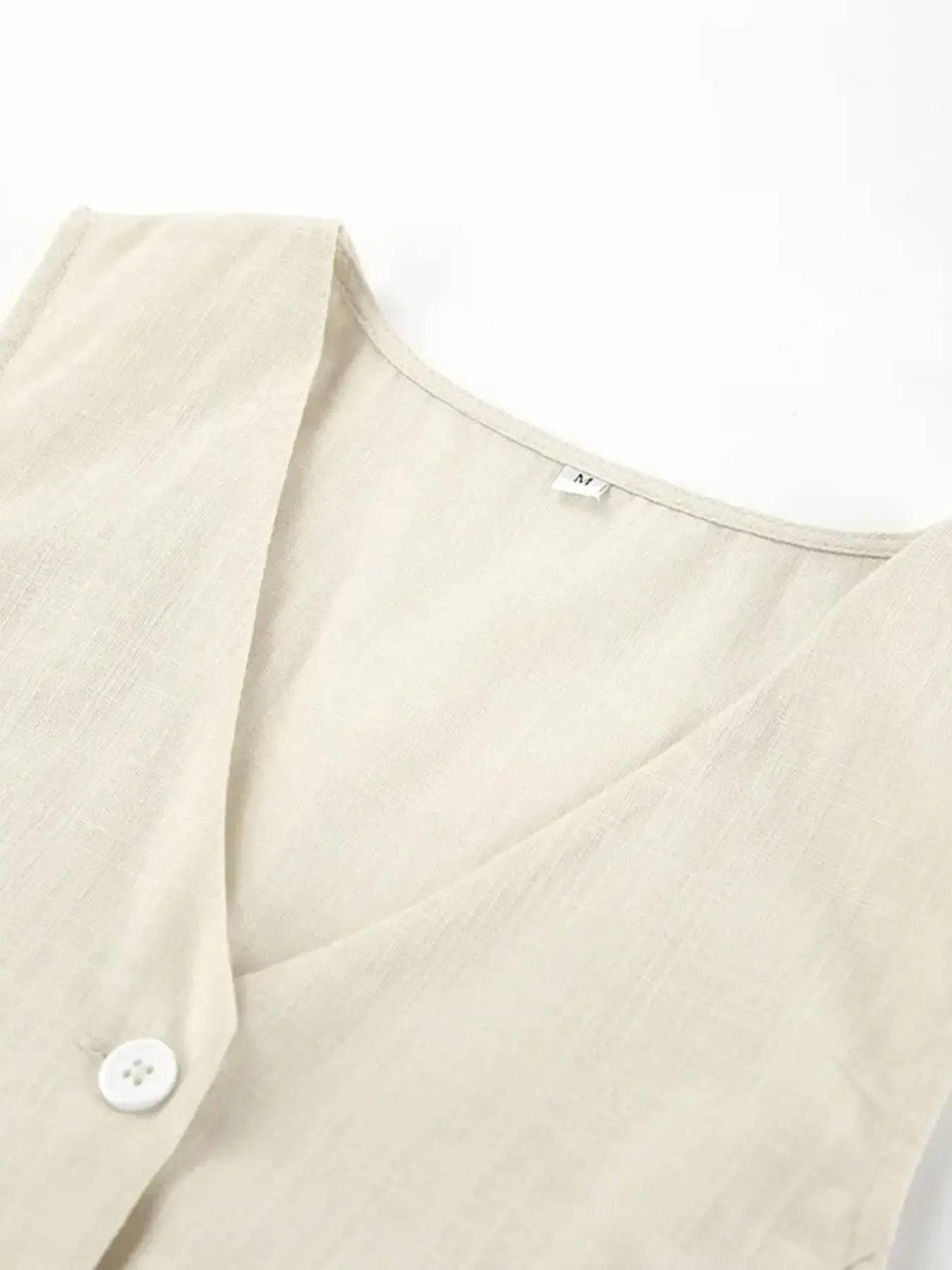 Button Up V-Neck Vest and Shorts Set
