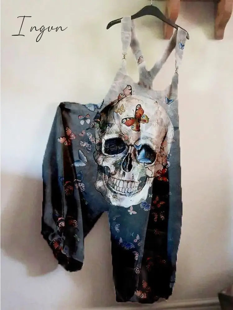 Ingvn - Women's Jumpsuits Bib Halloween Skeleton Casual Summer Print Halter Holiday Daily Vacation Loose Fit Sleeveless