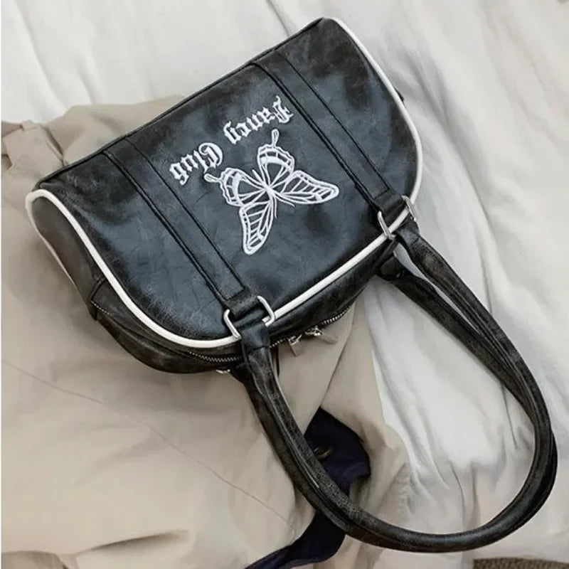 Ingvn  Vintage Y2k Womens Handbag Embroidery Butterfly Elegant Fashion Shoulder Bag Casual Harajuku Exquisite Female Boston Bag