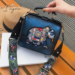 Ingvn - Designer Luxury Handbags Crossbody Bags Elephant Embroidered Bags for Women Leather Handbag Messenger Bag Purses Satchels