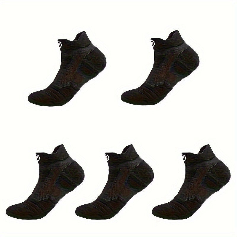 5 Pairs of Ultra-Comfortable Marathon Compression Socks - Moisture-Wicking, Breathable, and Quick-Drying for Outdoor Fitness and Sports - All-Season, Thin, and Stylish Knit Fabric Polycotton and Polyester Blend
