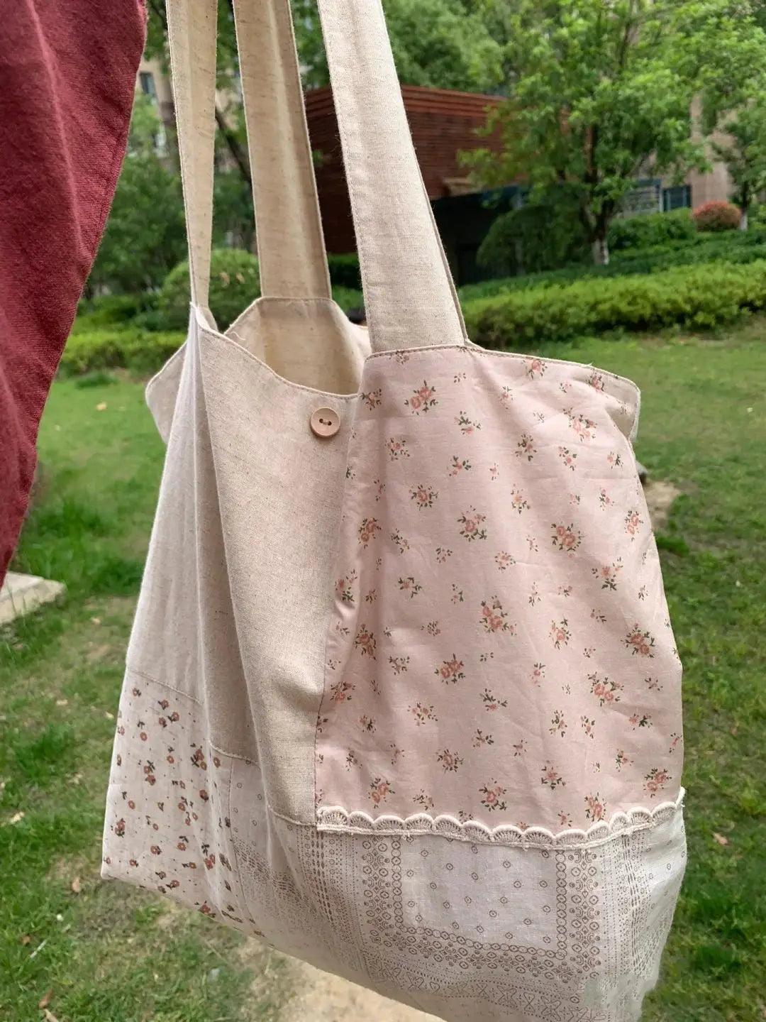 INGVN  Patchwork Contrast Color Flower Print Shoulder Handbags Fashion Y2k Underarm Bag High-capacity Women All Match Canvas Tote Bags