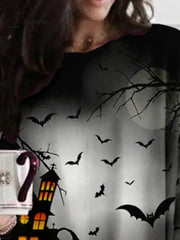 Ingvn - Women‘s Halloween Dress Casual Dress T Shirt Dress Tee Dress Shift Dress Mini Dress Black Long Sleeve Pumpkin Print Fall Winter Autumn Crew Neck Stylish Loose Fit 2023 XXS XS S M L XL 2XL 3XL 4XL 5XL