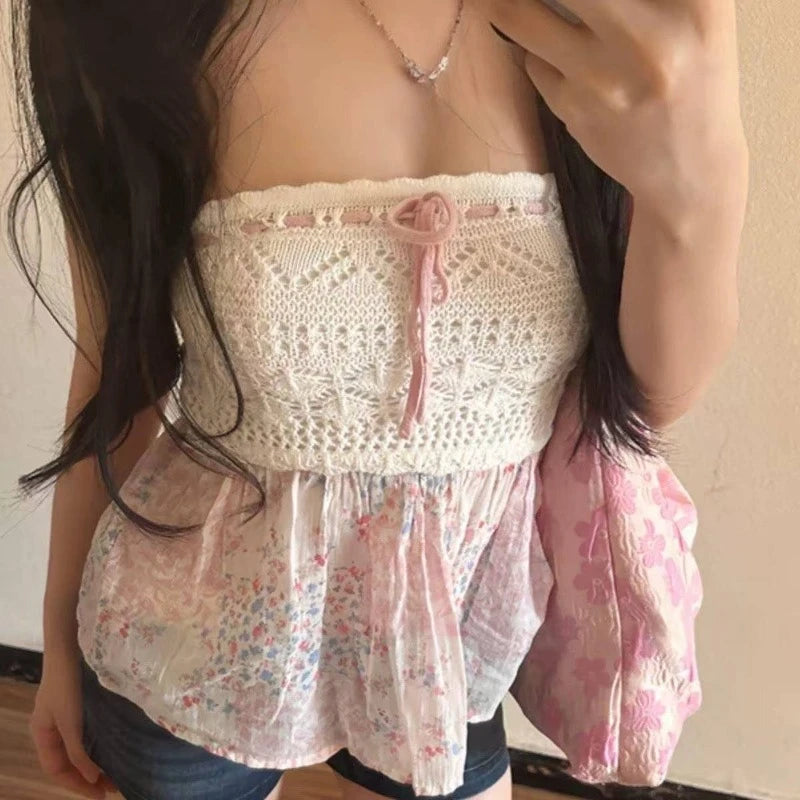 Y2k Crop Tops Vintage Clothes Aesthetic Print Basic Vest Summer Harajuku Sleeveless Slim 2000s Streetwear Goth Cami Emo Girl