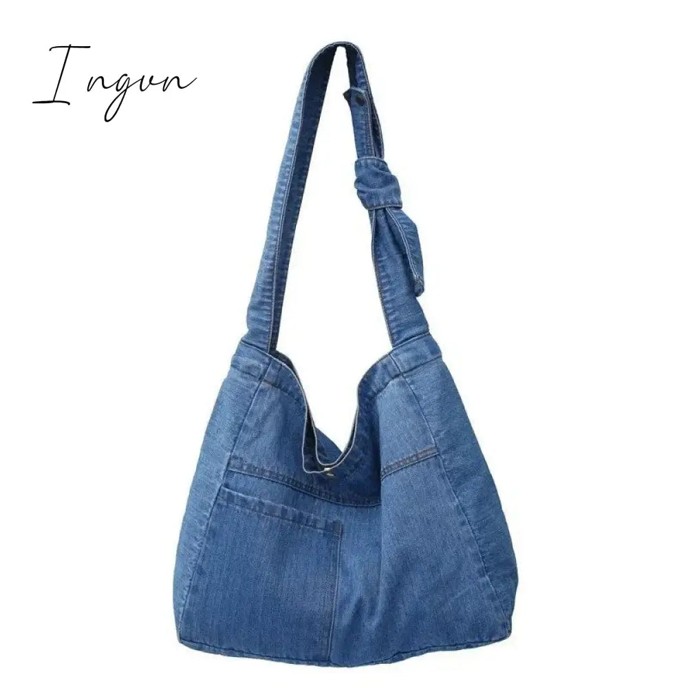 Ingvn - Denim Women's Bag 2024 New Eco Reusable Ladies Handbags Canvas Shopping Travel Shoulder Bags Unisex Jeans Crossbody Bag Shoppers