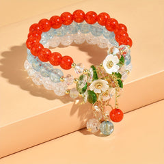 3pc Colorful Faux Crystal Beads Beaded Bracelet Elastic Stretch Versatile Hand String Jewelry Set