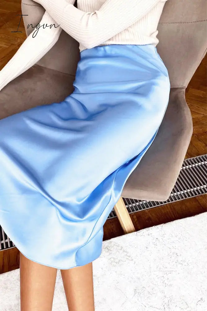 Ingvn - Elegant Solid Patchwork Regular High Waist Solid Color Bottoms