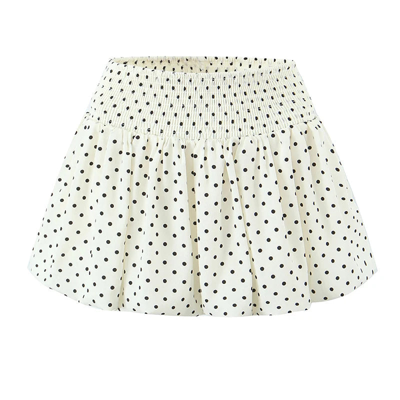 American Retro Elastic Waist Polka Dot Mini Skirt Women Holiday Summer Short Bud Skirts Y2K New