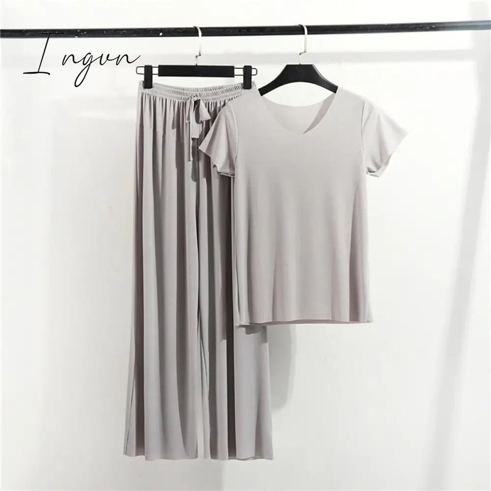 Ingvn - Female Home Clothes 2 Pieces Set Lady Home Suit Summer Women Lounge Wear Autumn Loose Homewear Suit for Women Pajamas Pants Set