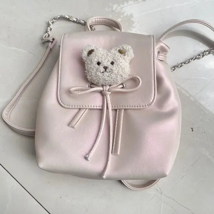 Ingvn  Y2k Backpack Women Fashion Cartoon Bear Spice Girls Backpacks for Ladies Pink Casual Versatile Design Drawstring Bag