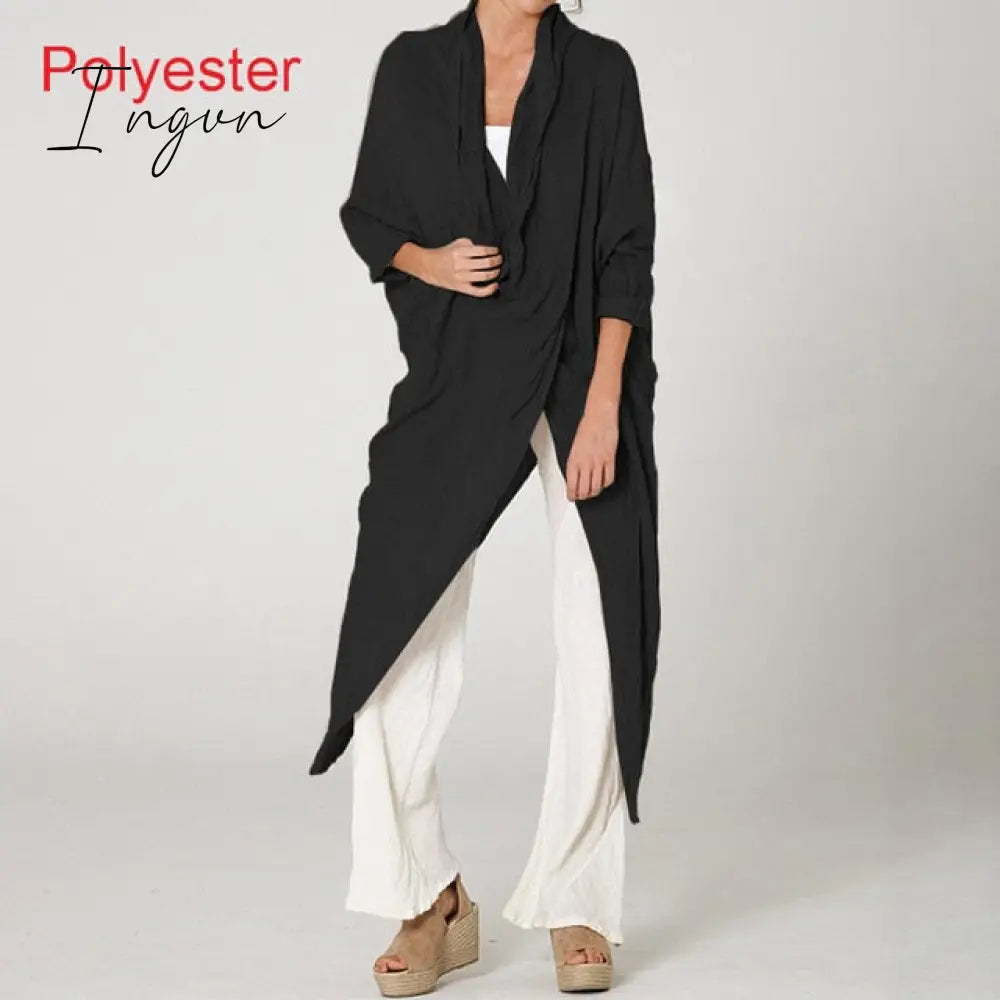 Ingvn - Plus Size Women Tops and Blouse Autumn Vintage Long Blouses Casual Cowl Neck Long Sleeve Asymmetric Party Blusas 5XL