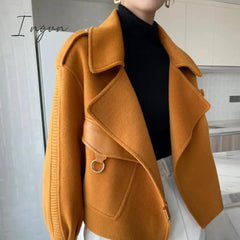 Ingvn - Women's Autumn Coat Pockets Solid Loose Short Jackets Ladies Wool &amp; Blends High Street Spring Woolen Coats for Women