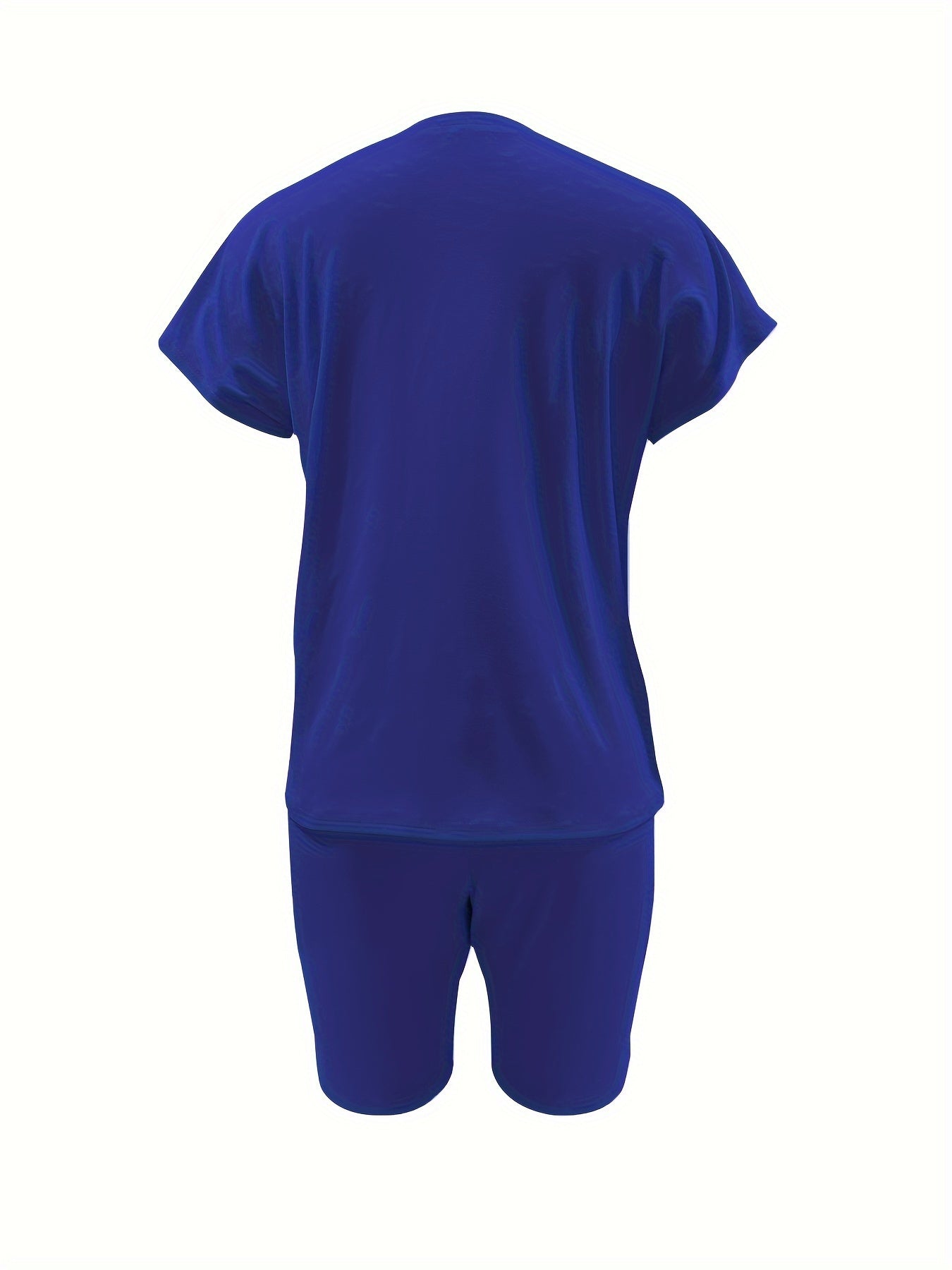 Solid Ripped Two-piece Set, Crew Neck Short Sleeve Tee & Slim Shorts Outfits, Women's Clothing