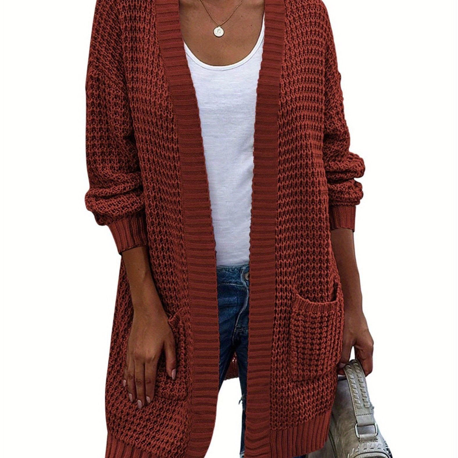 New Season Women's Oversized Lantern Sleeve Open Front Chunky Knit Fall Sweater Cardigan with Cozy Outwear Design
