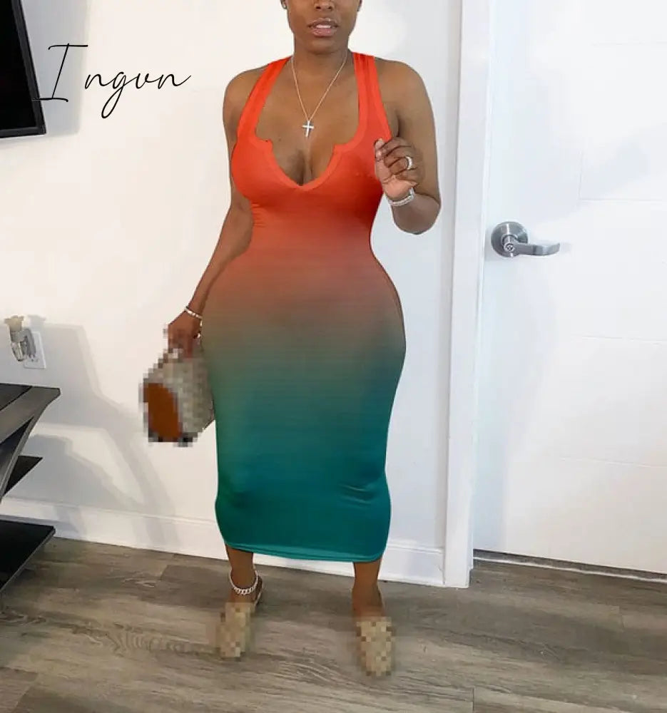 Ingvn - dress women dresses sexy long dress summer clothes for women dresses v-neck sexy wholesale dropshipping
