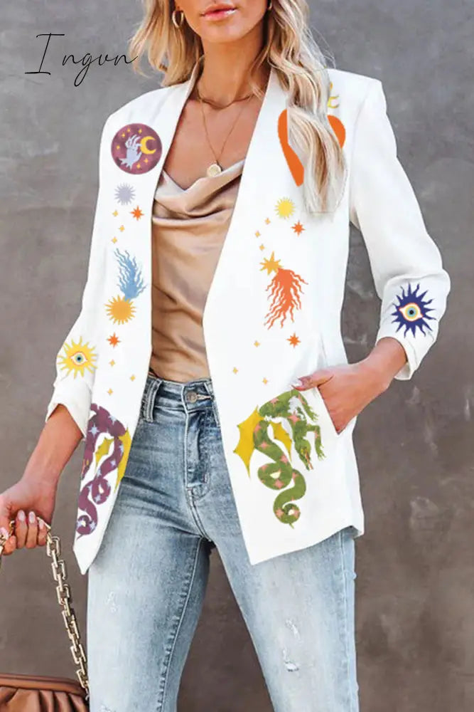 Ingvn - Casual Animal Printing Turn-back Collar Outerwear