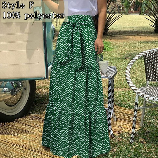 Long Skirts Women  Autumn Celmia Vintage High-Waist Female Skirts Casual Plaid Check Loose Printed Belted Pleated Maxi Skirt