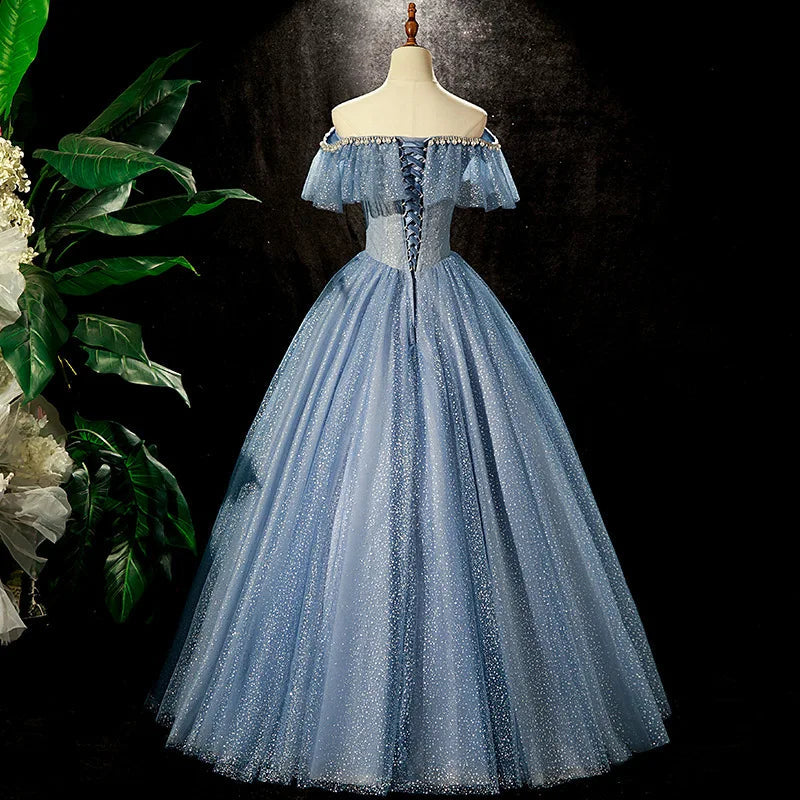 Sky Blue Prom Dresses Beaded long Sexy Evening Dresses New Design Party gown Sequines Evening Vestidos