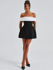 Mozision Bow Backless Sexy Mini Dress For Women Robe Elegant Off-shoulder Strapless Sleeveless A-line Club Sexy Dress Vestido
