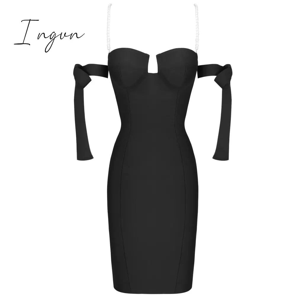 Ingvn - Bandage Dress summer women's Black Bodycon Dress Ladies purple white red Off Shoulder Sexy Club Party Dress evening Outfits