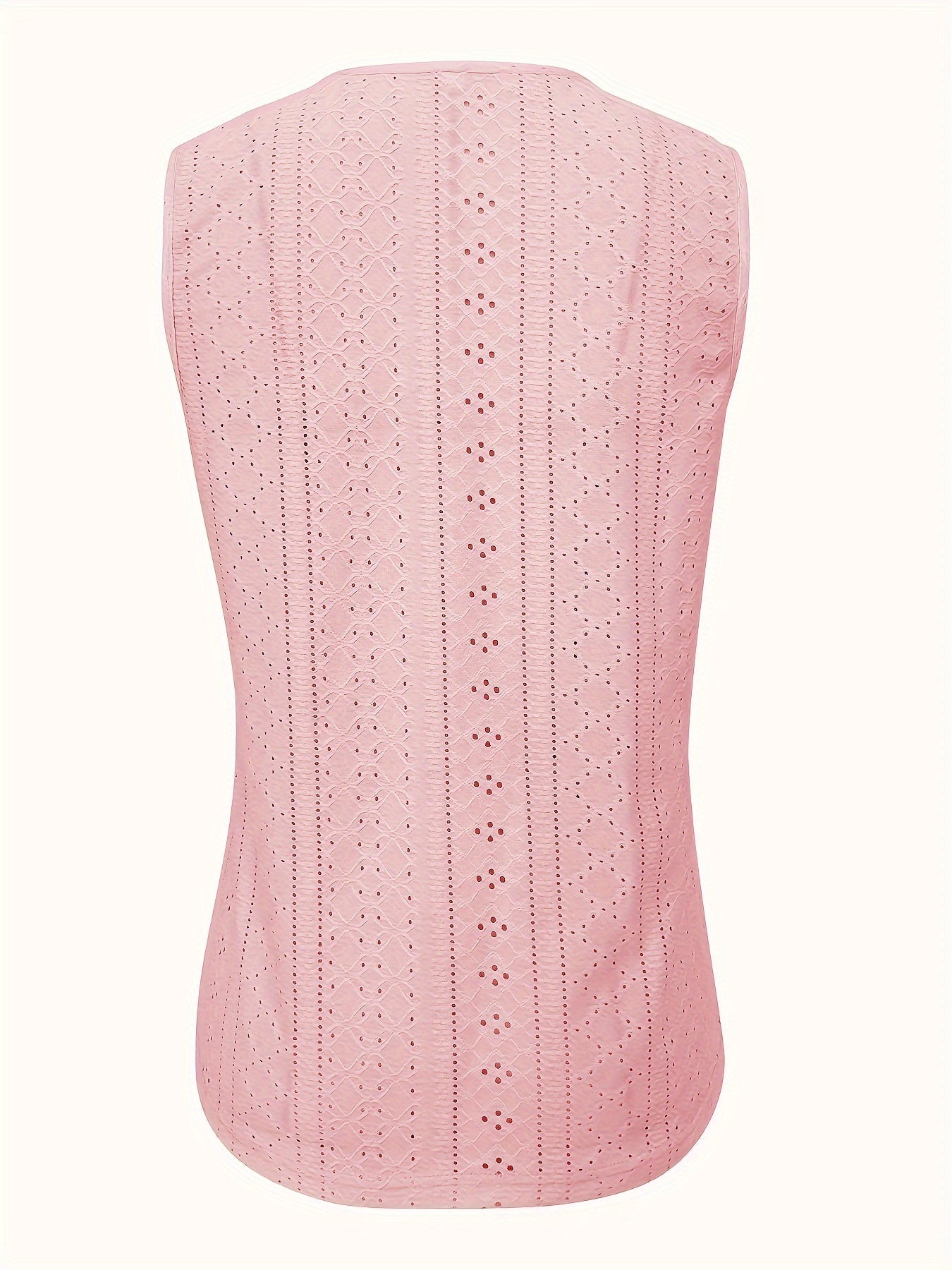 Eyelet Solid Tank Top, Casual Sleeveless Tank Top For Summer, Women's Clothing