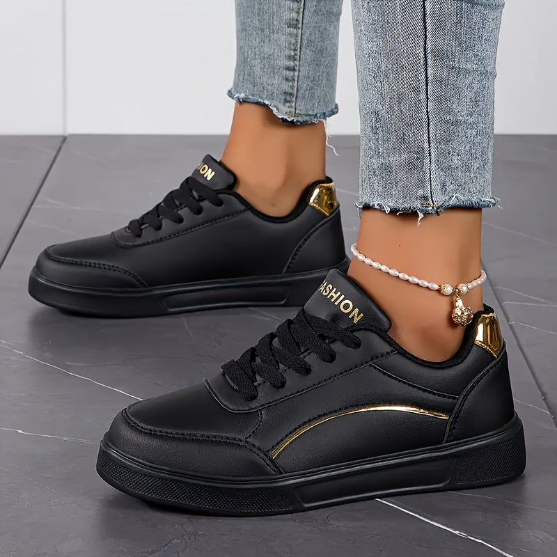 Stylish ComfortFit Skate Shoes - Road Running, Low-Top, Lace-Up, Round Toe, Ultra-Lightweight, Breathable, Comfortable, All-Season, Versatile Sneakers for Women