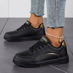 Stylish ComfortFit Skate Shoes - Road Running, Low-Top, Lace-Up, Round Toe, Ultra-Lightweight, Breathable, Comfortable, All-Season, Versatile Sneakers for Women