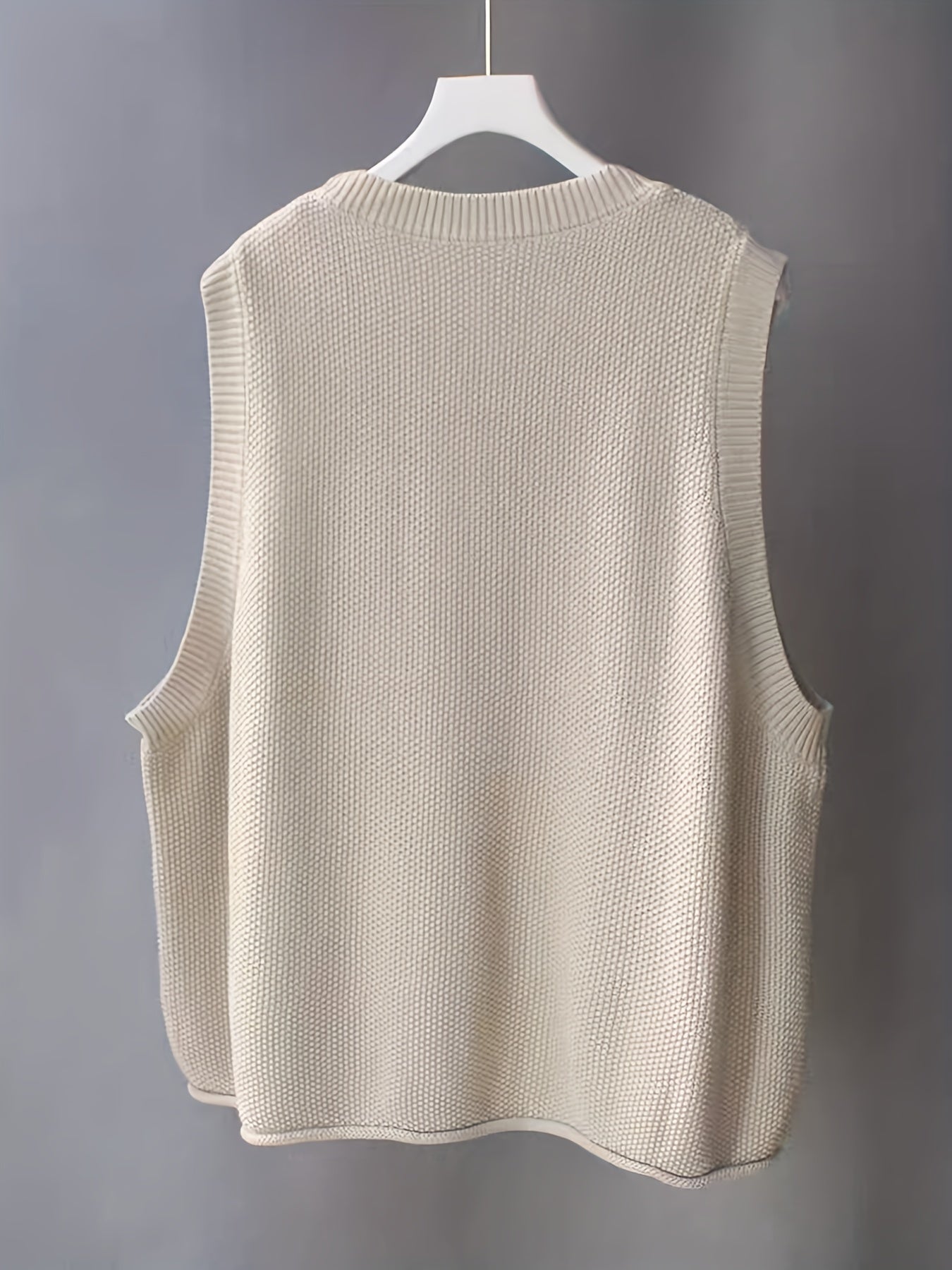 Women's Casual Solid Crew Neck Knitted Sleeveless Loose Fit Vest Sweater, Soft and Cozy Winter Clothing