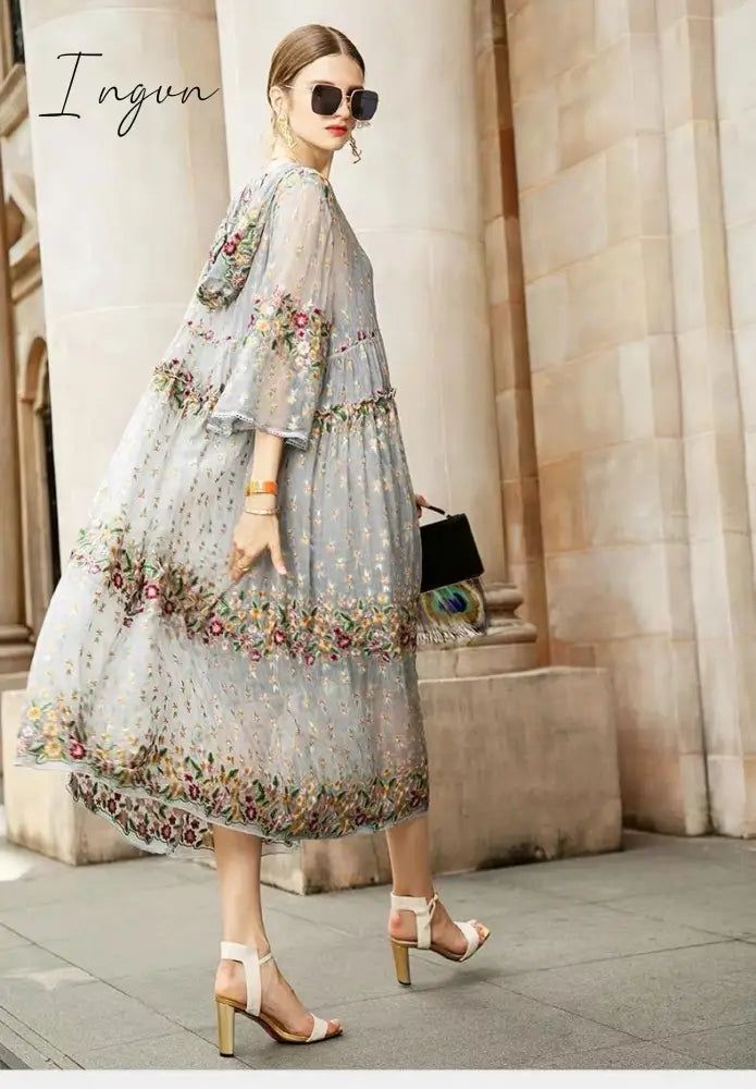 Ingvn - Trends high quality New Summer Brand Fashion Women High-end Luxury Vintage Sexy Slim Elegant Bead Embroidered Stitch Strap Lace Dress Y16