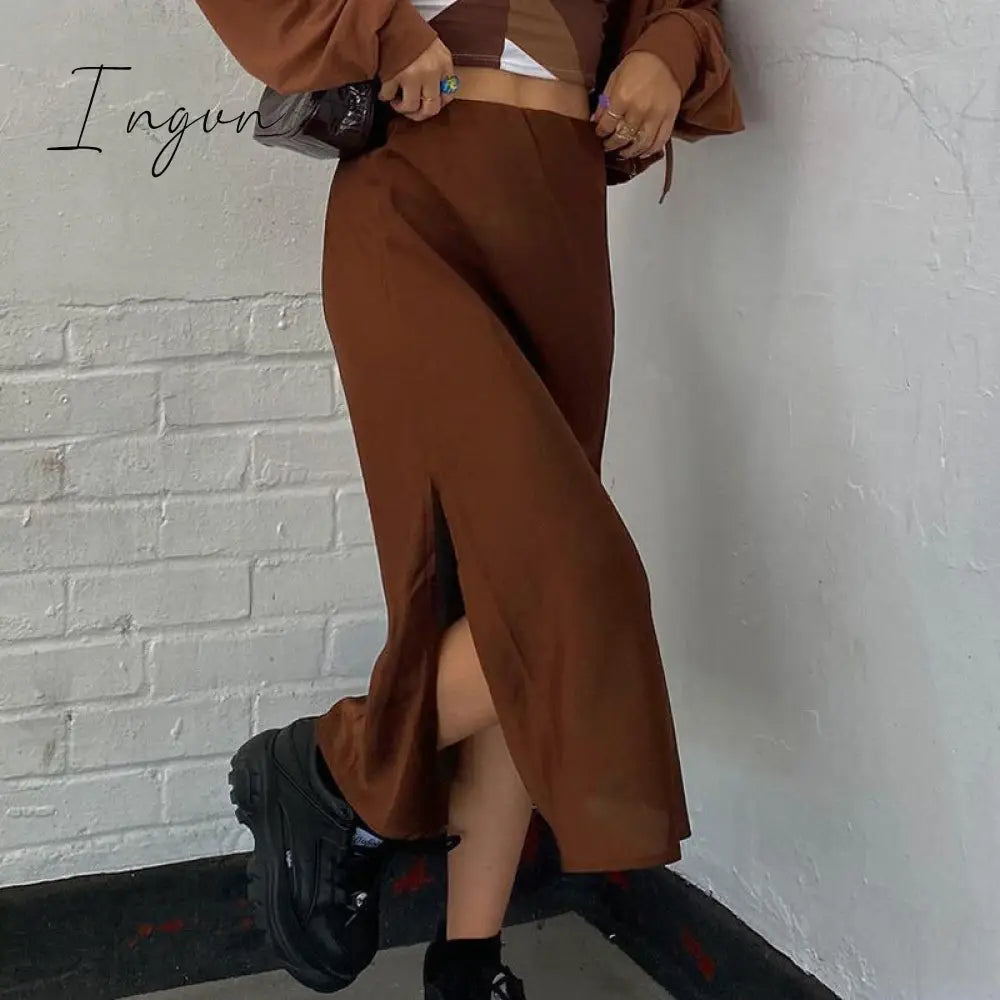 Ingvn - Autumn Fairy Grunge Long Tulle Skirts Women Kawaii Plaid Black Skirt Harajuku Low waisted Skirt Korean Fashion