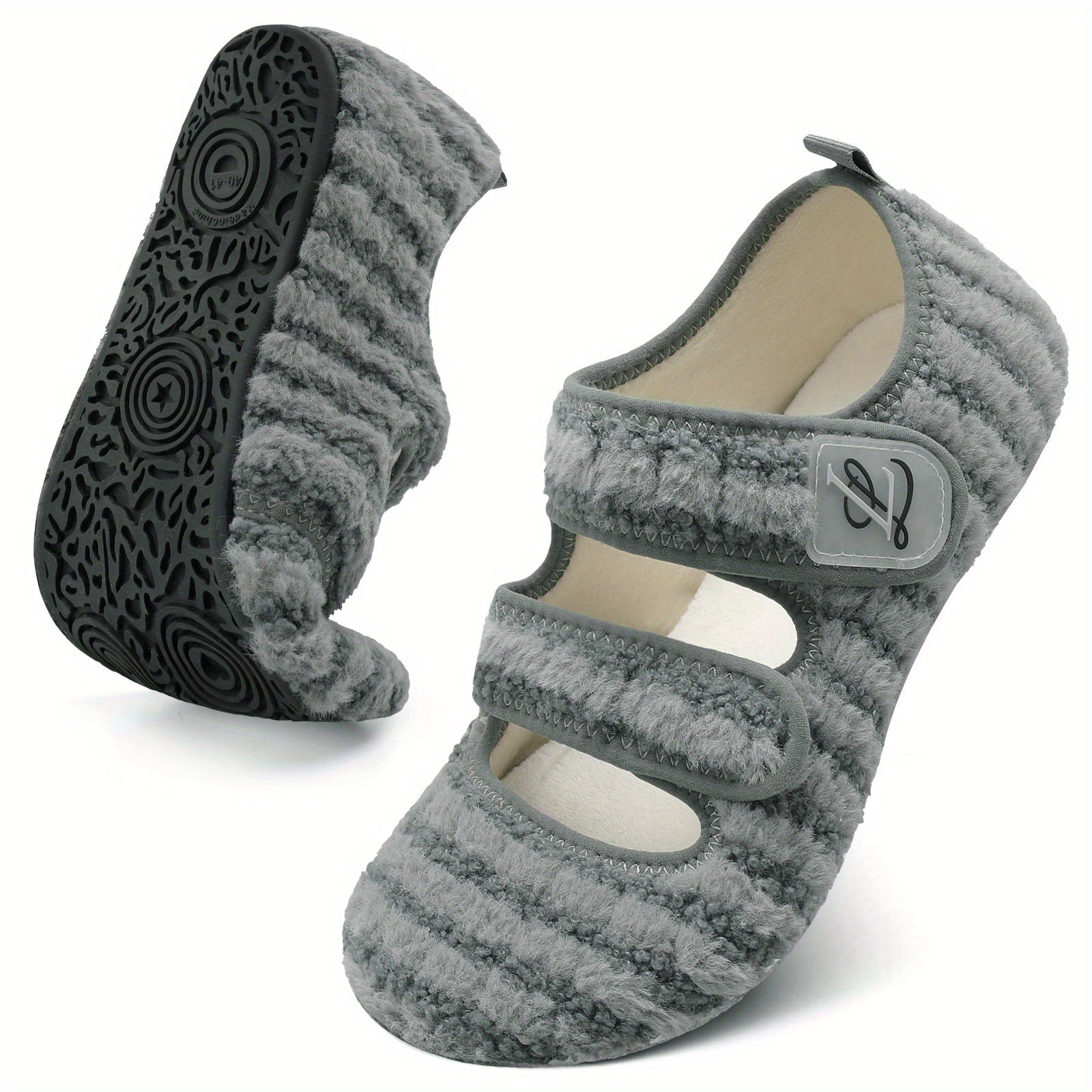 Cozy Wide Fit Slippers for Women - Soft, Lightweight, Non-Slip Rubber Sole, Hook-and-Loop Fastener, Breathable Fabric Upper, EVA Insole, Perfect for Indoor/Outdoor Use in Fall Season