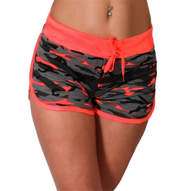 Women Sport Yoga Shorts Women Ladies Cool Shorts Short Fitness Camouflage Elastic Running Outdoor Broadcloth Print Polyester