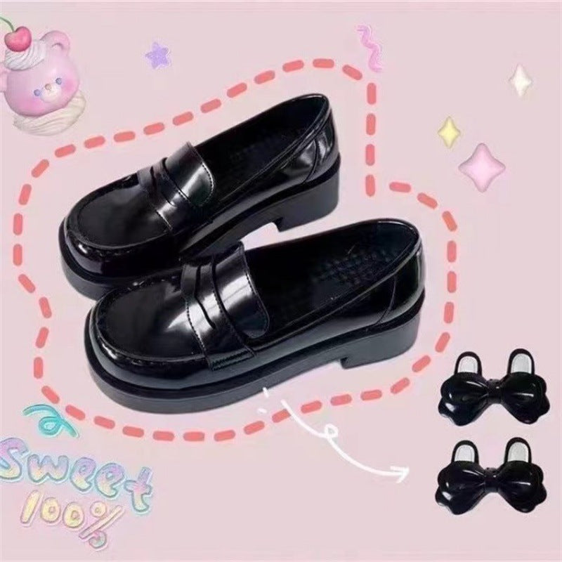 Uniform Shoes JK Japanese Small Leather Shoes School for Round-toed Loafers Students Low Heel Thick Heel British Academy Style